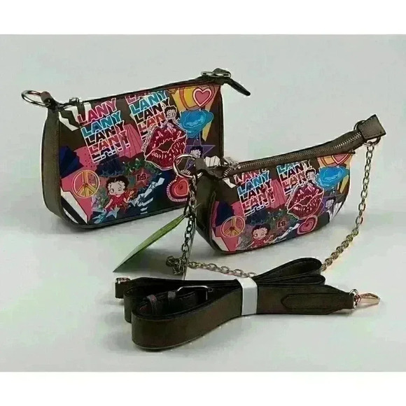 NEW! Betty Boop Womens Lany Vegan Crossbody with Chain Shoulder Bag - Picture 4 of 5